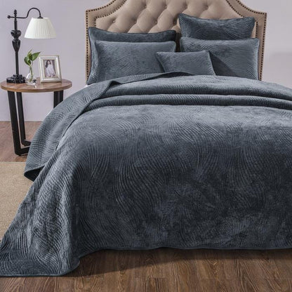 Velvet Dreams Navy Blue Plush Waves Velvet Pillow Sham – view 3