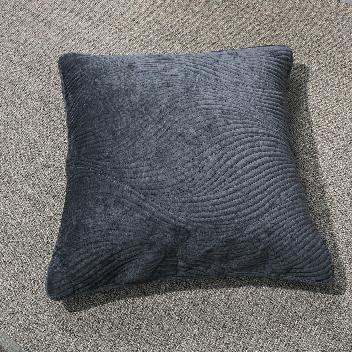 Velvet Dreams Navy Blue Plush Waves Euro Sham and Cushion Covers – view 3