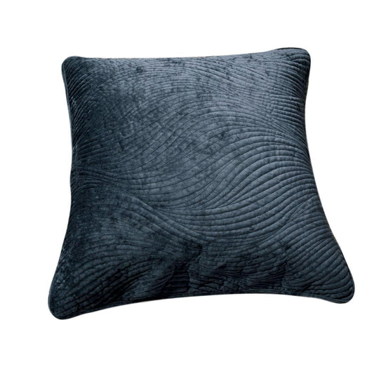 Polyester Velvet Plush Waves Euro Sham & Cushion Cover, Navy Blue