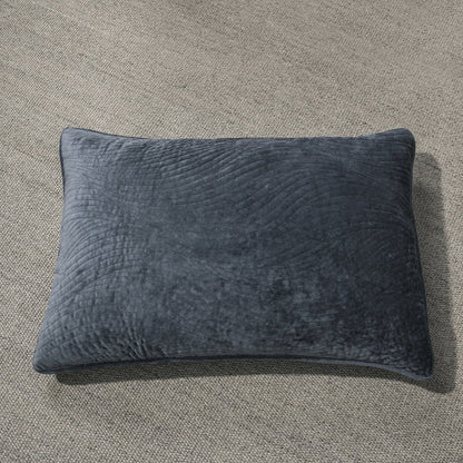 Velvet Dreams Navy Blue Plush Waves Velvet Pillow Sham – view 2