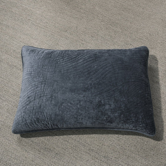 Velvet Dreams Navy Blue Plush Waves Velvet Pillow Sham – view 2