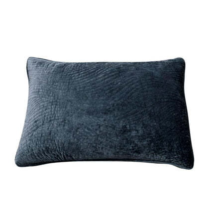 Polyester Velvet Plush Waves Pillow Sham in Dark Navy Blue