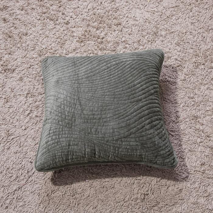 Dark Taupe Velvet Plush Waves Euro Sham and Cushion Covers – view 5