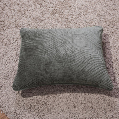 Dark Taupe Velvet Pillow Sham with Wavy Matelasse Design – view 2