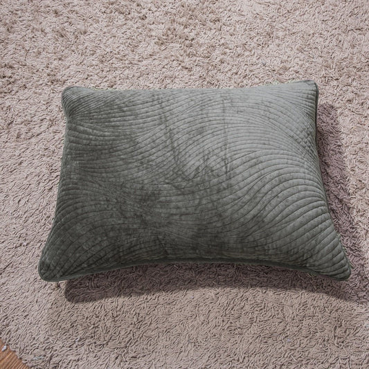 Dark Taupe Velvet Pillow Sham with Wavy Matelasse Design – view 2