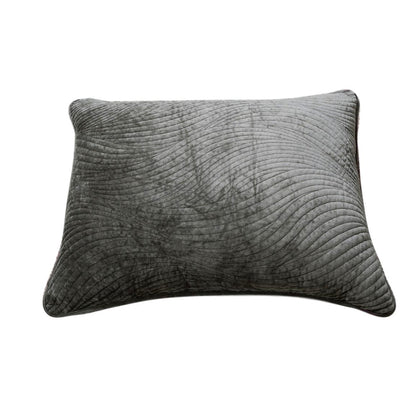 Dark Taupe Polyester Velvet Pillow Sham with Wavy Design