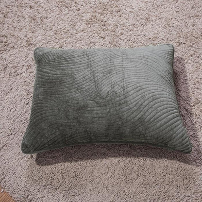 Dark Taupe Velvet Quilt Set with Textured Wave Stitching – view 6