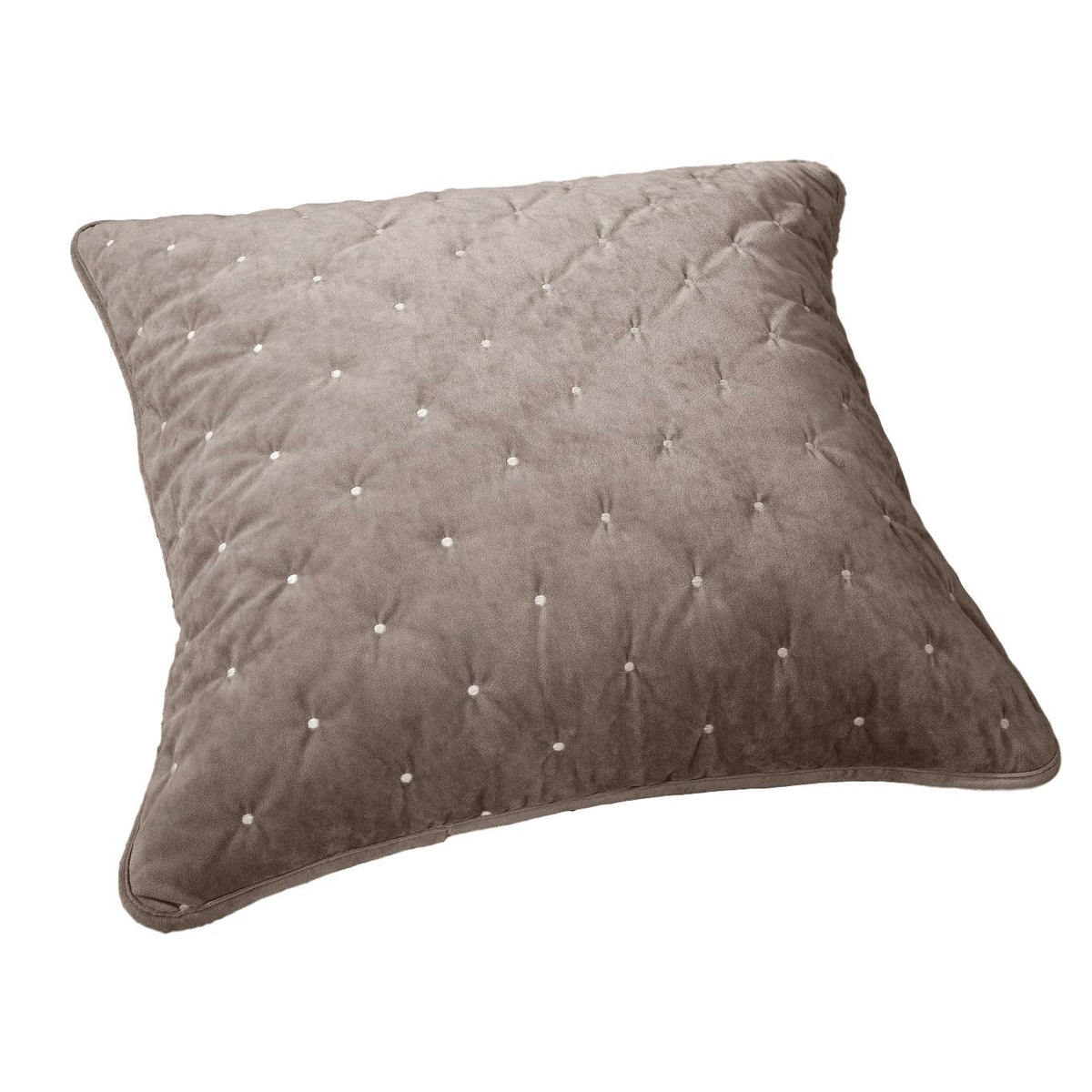 Tan Beige Polyester Velvet Diamond Tufted Euro Sham & Cushion Cover