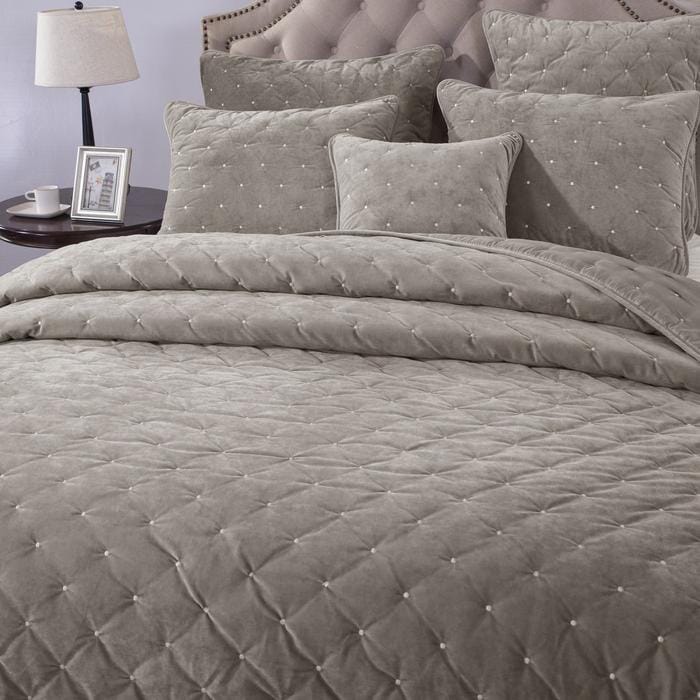 Velvet Dreams Sand Taupe Beige Diamond Tufted Euro Sham and Covers – view 5