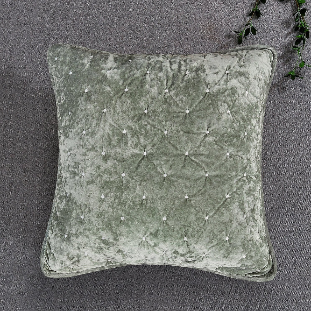 Velvet Dreams Light Pastel Green Diamond Tufted Euro Sham and Covers – view 4