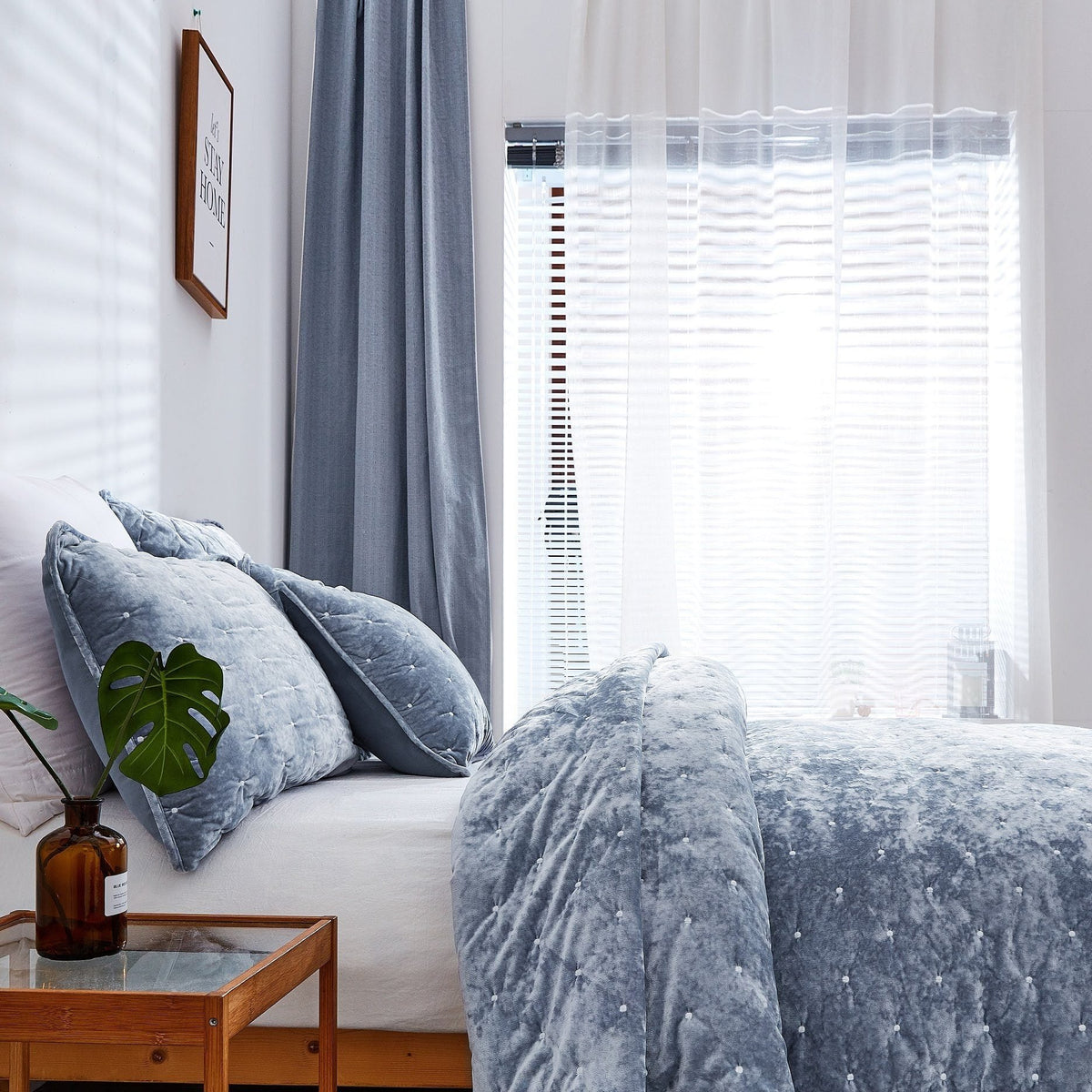 Velvet Dreams Light Powder Blue Diamond Tufted Euro Sham and Covers – view 5