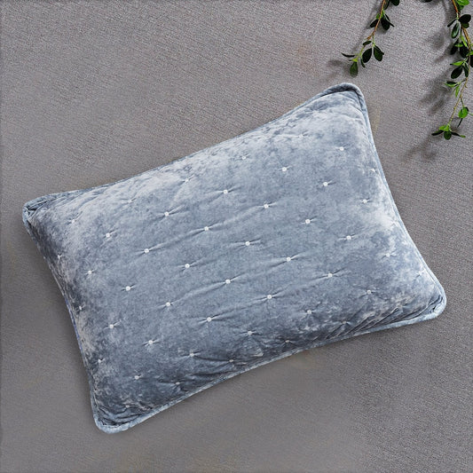 Velvet Dreams Light Powder Blue Diamond Tufted Pillow Sham – view 2