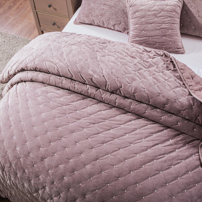 Purple Mauve Diamond Tufted Velvet Quilt Set – Plush Dreams – view 8