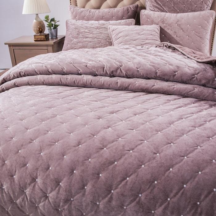 Velvet Dreams Mauve Purple Diamond Tufted Velvet Pillow Sham – view 3
