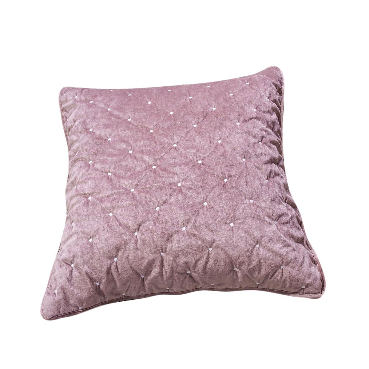 Mauve Polyester Velvet Diamond Tufted Euro Sham & Cushion Cover