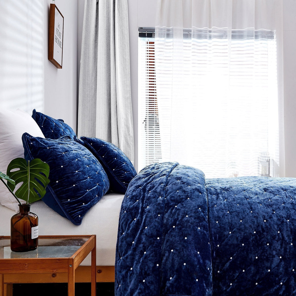 Velvet Dreams Dark Royal Blue Diamond Tufted Euro Sham and Covers – view 6