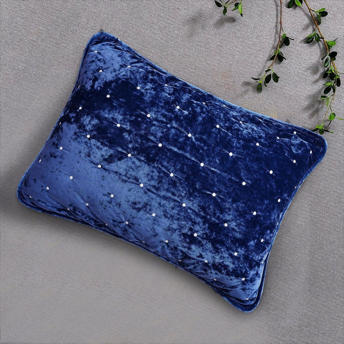 Velvet Dreams Dark Royal Blue Diamond Tufted Pillow Sham – view 3