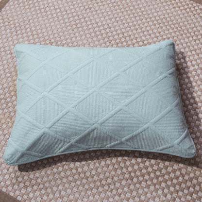 Seafoam Blue Diamond Matelasse Cotton Pillow Sham, Queen or King – view 4