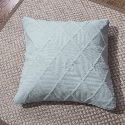 Seafoam Blue Diamond Matelasse Cotton Euro Sham and Cushion Covers – view 6