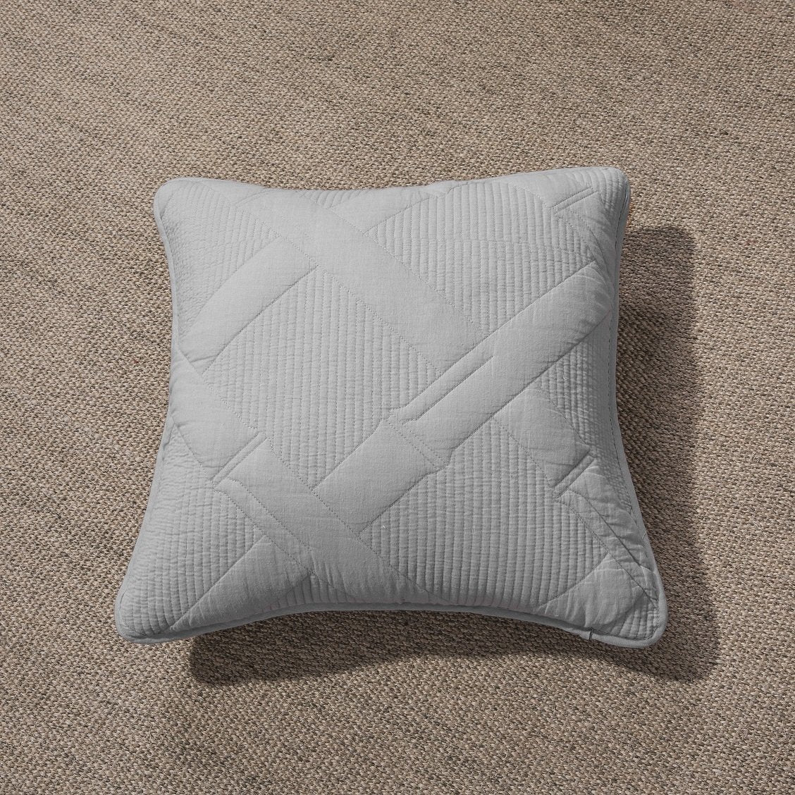 Light Grey Silver Diamond Quilted Cotton Euro Sham and Cushion Covers – view 3