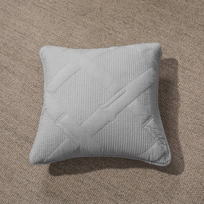 Light Grey Silver Diamond Quilted Cotton Euro Sham and Cushion Covers – view 3