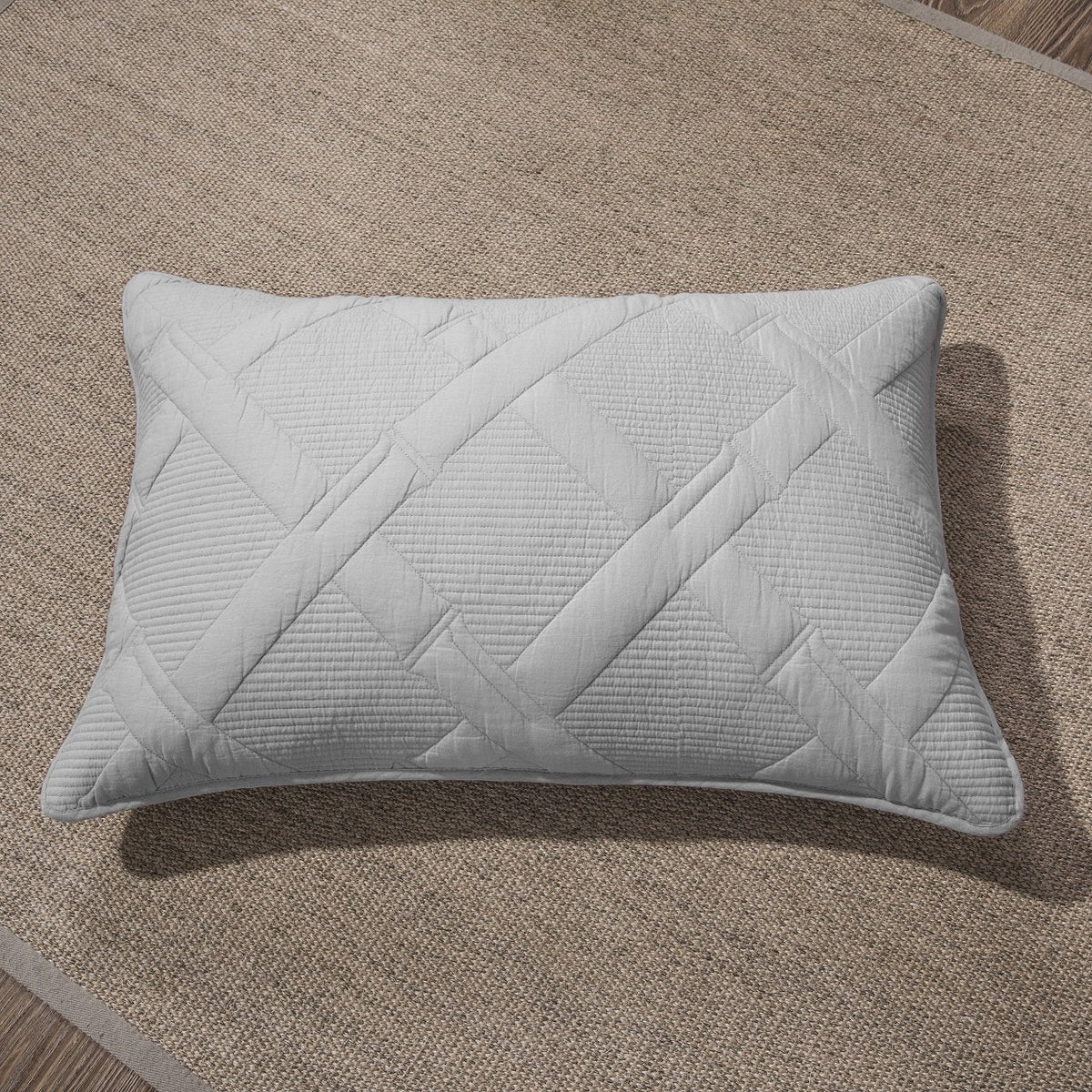 Light Grey Diamond Quilted Cotton Pillow Sham with Hidden Zipper – view 3