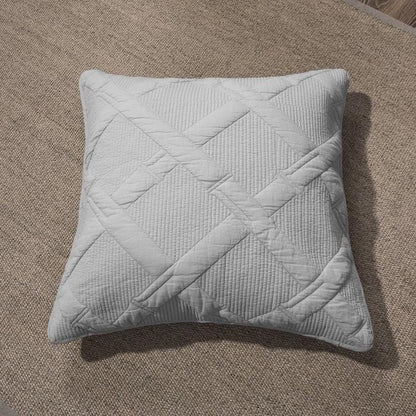 Light Grey Silver Diamond Quilted Cotton Euro Sham and Cushion Covers – view 2