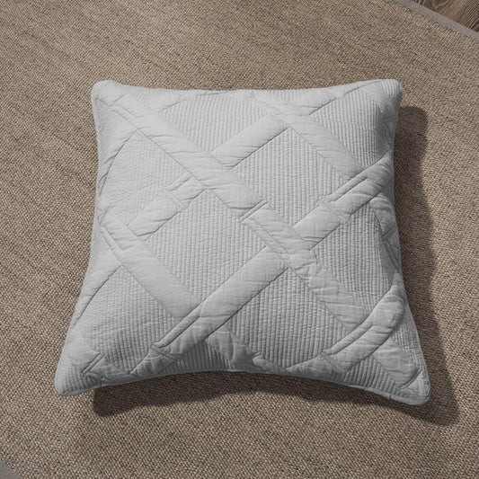 Light Grey Silver Diamond Quilted Cotton Euro Sham and Cushion Covers – view 2