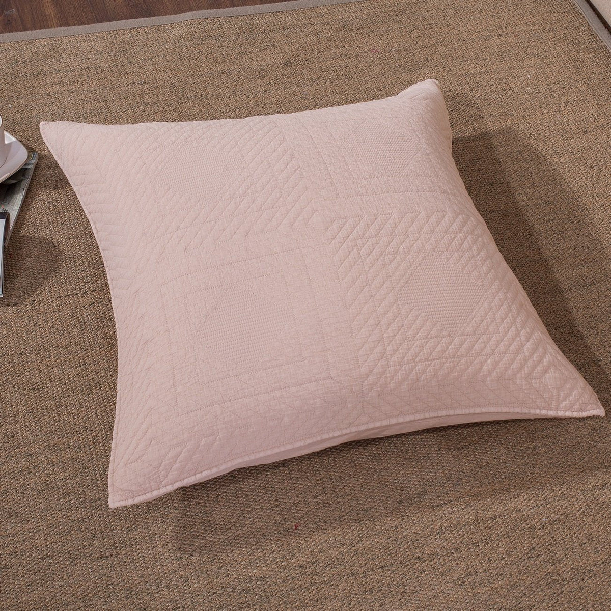 Blush Pink Stone Washed Cotton Euro Sham and Cushion Covers – view 3