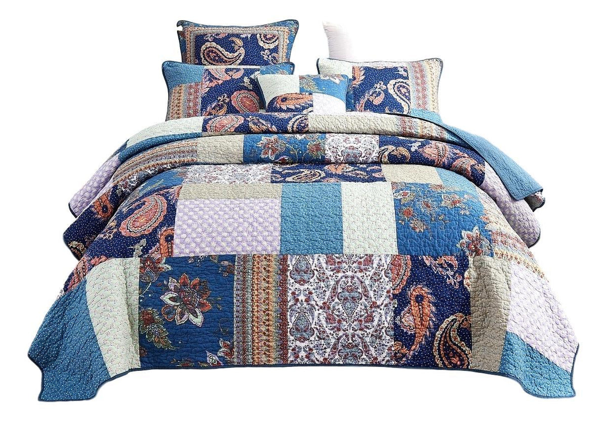 Bohemian Night Flower Paisley Cotton Patchwork Quilt Set – view 11
