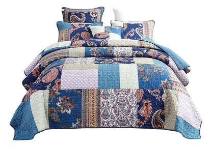 Bohemian Night Flower Paisley Cotton Patchwork Quilt Set – view 11