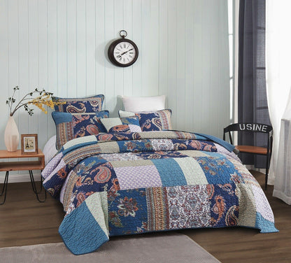 Bohemian Night Flower Paisley Cotton Patchwork Quilt Set – view 8
