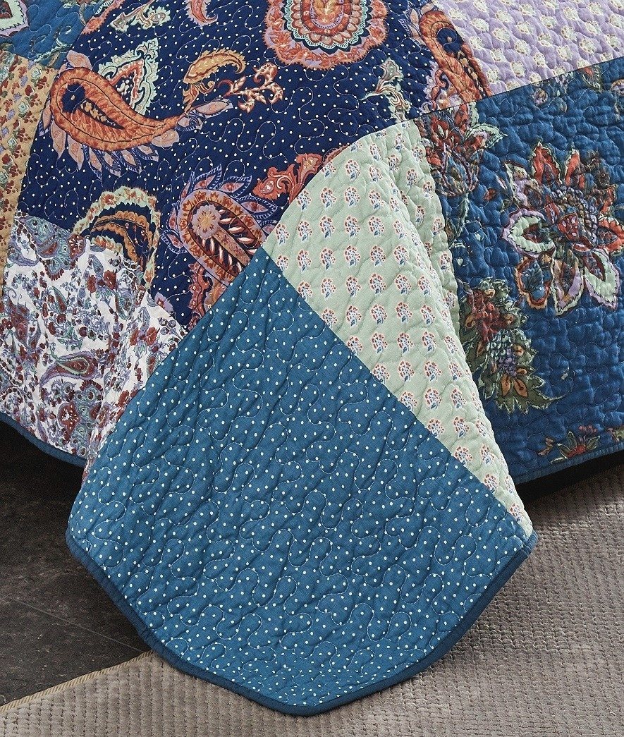 Bohemian Night Flower Paisley Cotton Patchwork Quilt Set – view 3