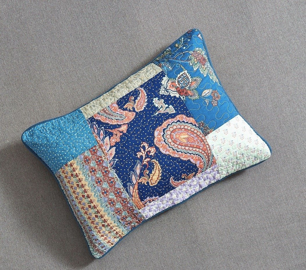 Boho Cotton Patchwork Paisley Pillow Sham, Queen or King – view 3