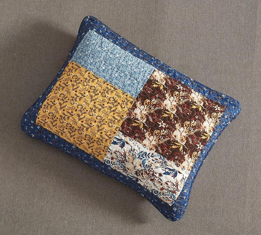 Prairie Sunset Floral Cotton Patchwork Pillow Sham, Queen or King – view 2