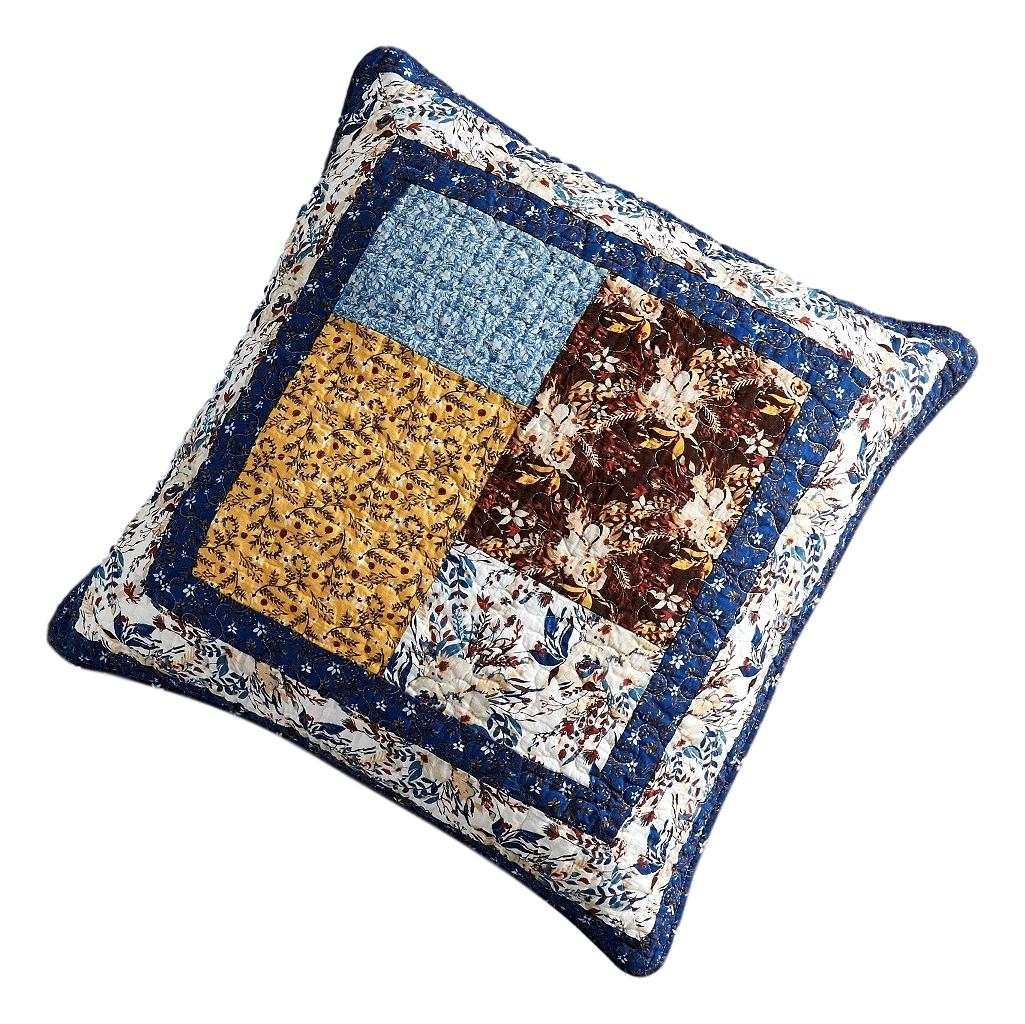 Cotton Patchwork Floral Euro Sham, Prairie Sunset Design