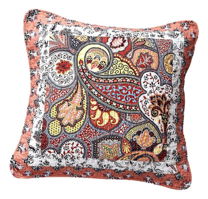 Cotton Patchwork Bohemian Paisley Mosaic Euro Sham, 26 x 26