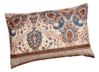 Rustic Paisley Mandala Teal, Orange and Ivory Pillowcases, Set of 2 – view 4