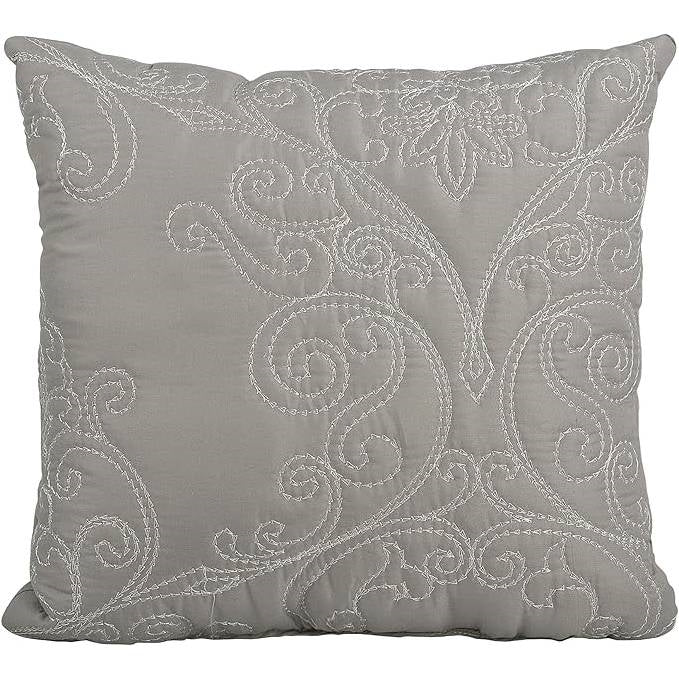 Ash Grey Damask Embroidered Oversized King Bedspread Set, 4-Piece – view 4