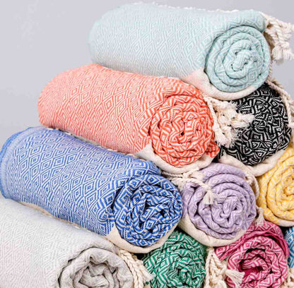 Diamond Turkish Cotton Beach Towel with Tassels, 36 x 70 Inch – view 14