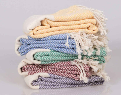 Diamond Turkish Cotton Beach Towel with Tassels, 36 x 70 Inch – view 3