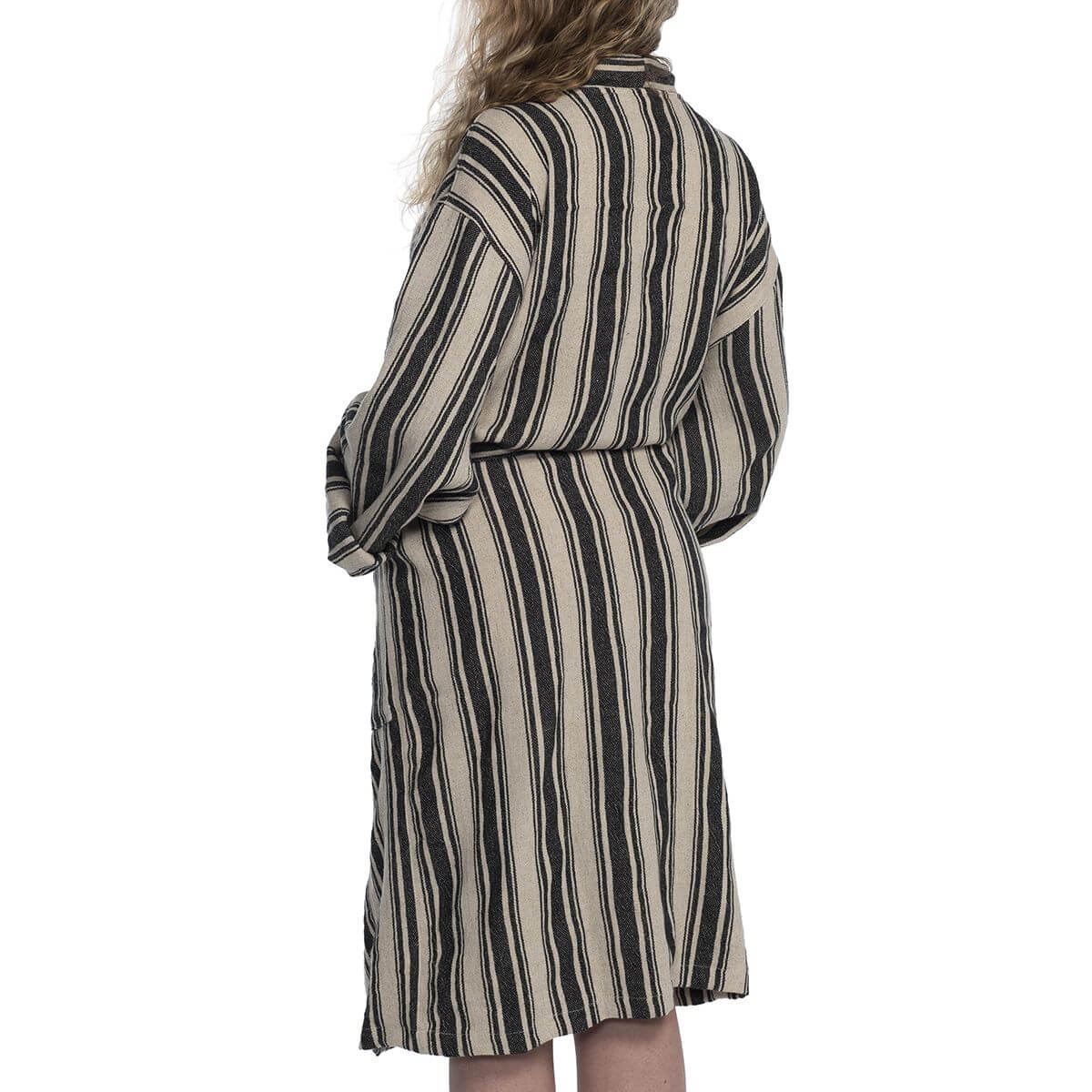Hand-Woven Cotton Linen Blend Kimono Bathrobe, Unisex – view 10