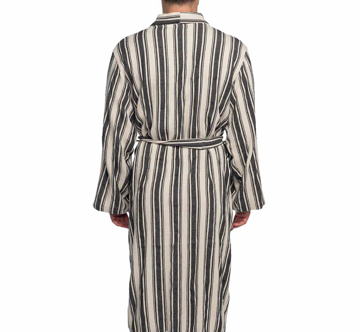 Hand-Woven Cotton Linen Blend Kimono Bathrobe, Unisex – view 9