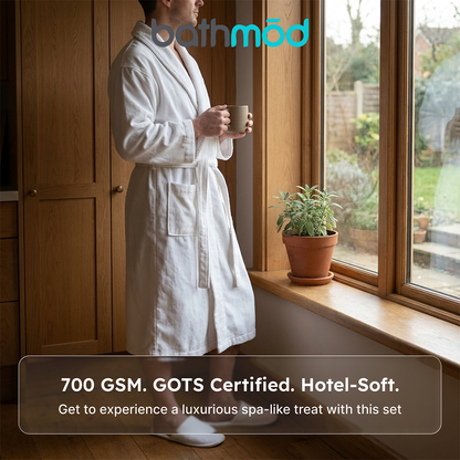 Organic Turkish Cotton Bathrobe and Slipper Set, 700 GSM – view 5