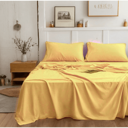 Microfiber Bed Sheet Set in Light Sunny Yellow