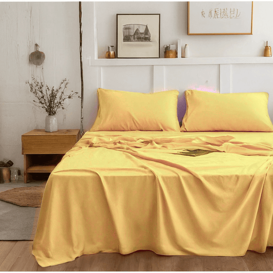Microfiber Bed Sheet Set in Light Sunny Yellow