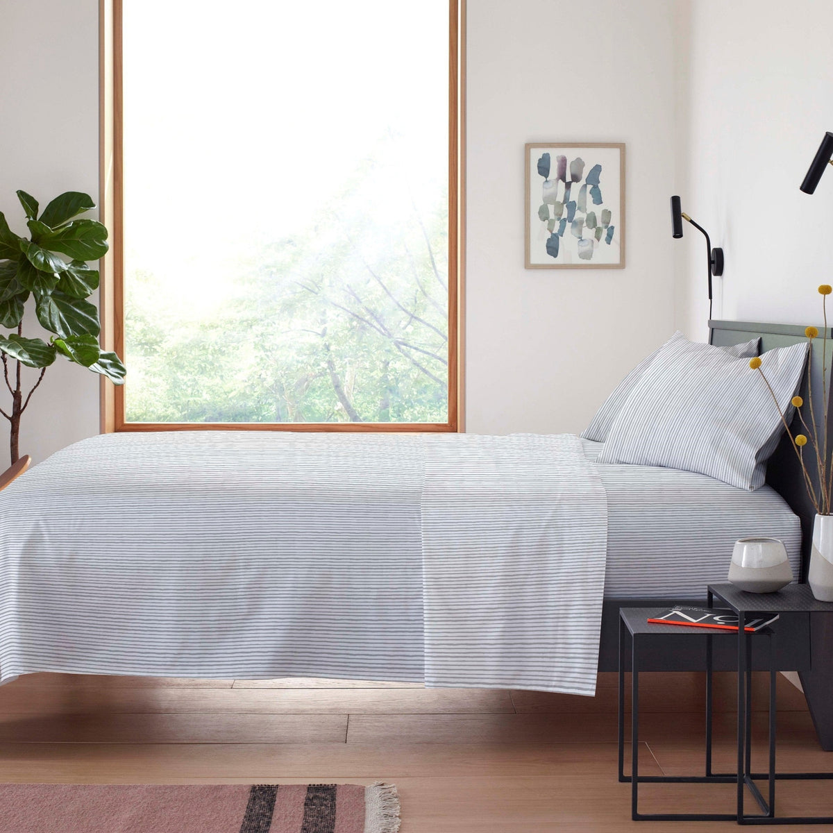 Birch Linen Striped 100% Cotton Percale Sheet Set, 300 Thread Count – view 4