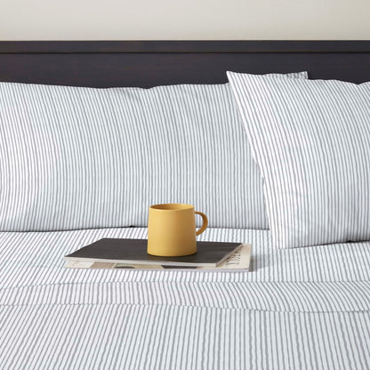 Birch Linen Striped 100% Cotton Percale Sheet Set, 300 Thread Count – view 3