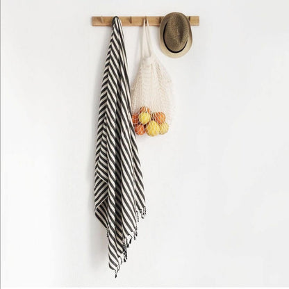 Vertical Striped Turkish Towel with Fringe