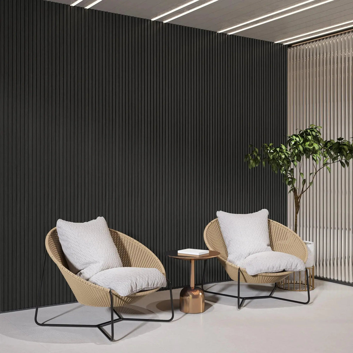 Luxury Black Acoustic Solid Wood Slat Wall Panels, 2 Panels Per Box – view 9